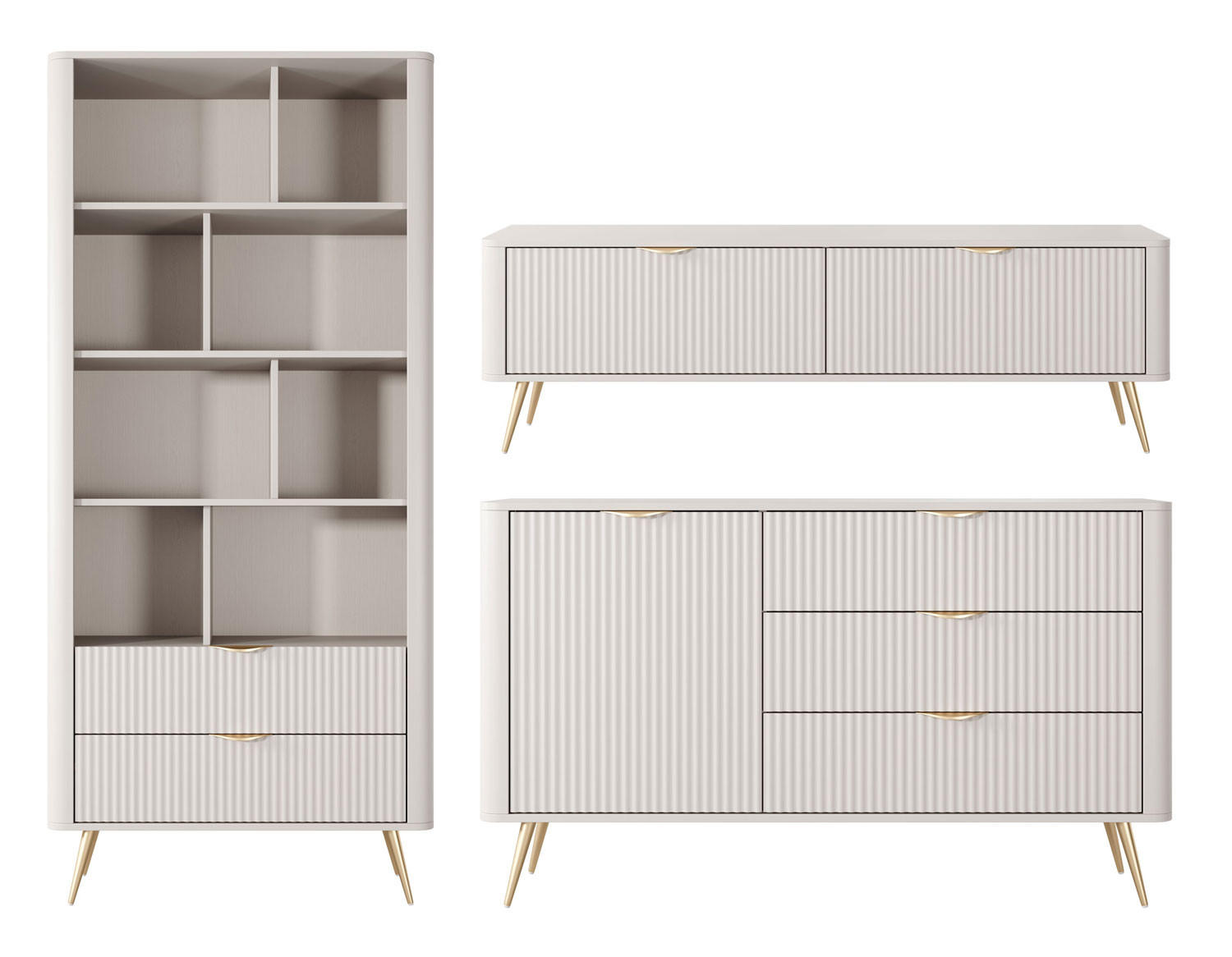 Feldmann-Wohnen Wohnwand Beige 389x164x38 cm