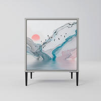 SIDEBOARD VELVET CROSSING, Grau, 57,5x42x72,5 cm, Schwarze Metallfüße - Multicolor/Schwarz, Holzwerkstoff/Metall (57.5/72.5/42cm) - SpaceRebels