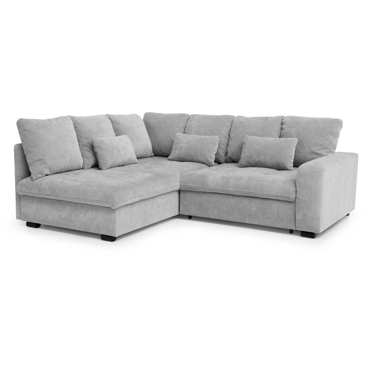 ECKSCHLAFSOFA Ramo mit Bettkasten, Topper gratis, Hellgrau, links - Hellgrau/Schwarz, Textil (229/190cm) - Beautysofa
