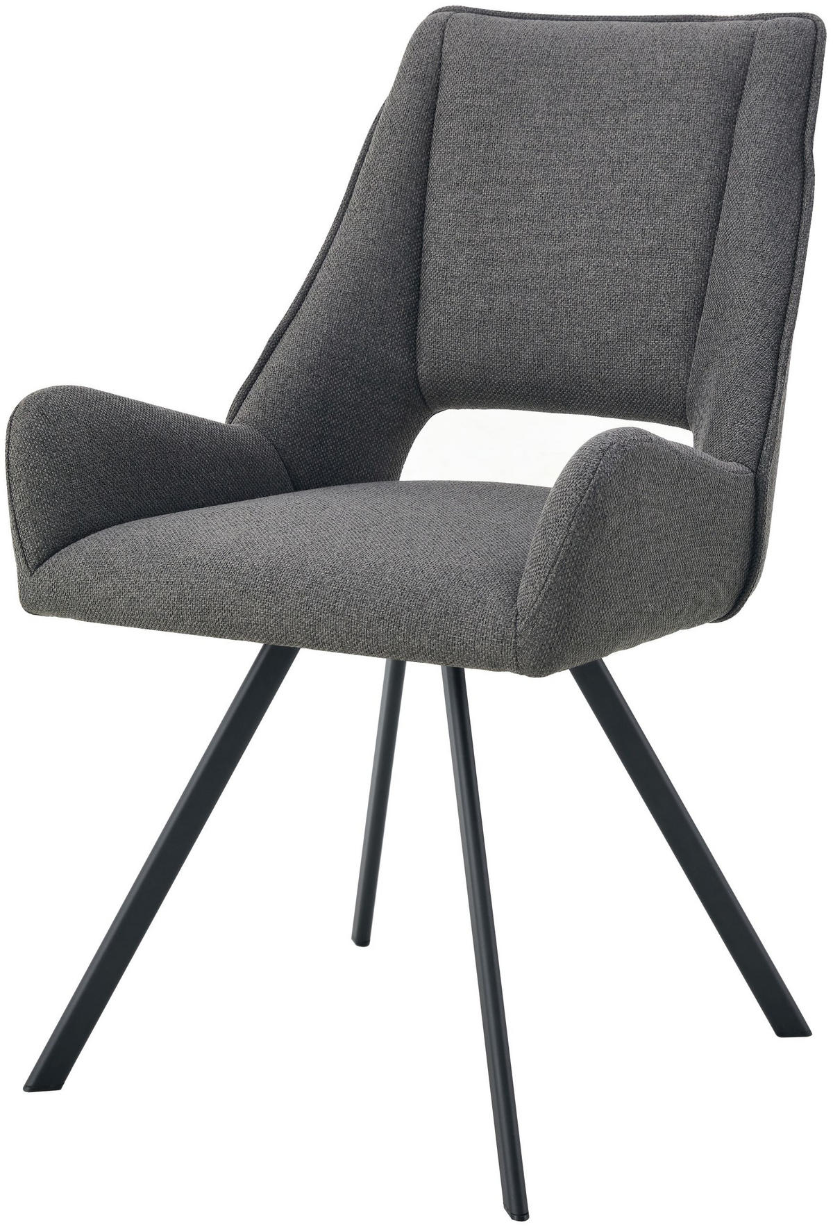 ARMLEHNENSTUHL Helen anthrazit 2er Set - Anthrazit/Schwarz, Textil/Metall (56/91/63cm) - Xonox