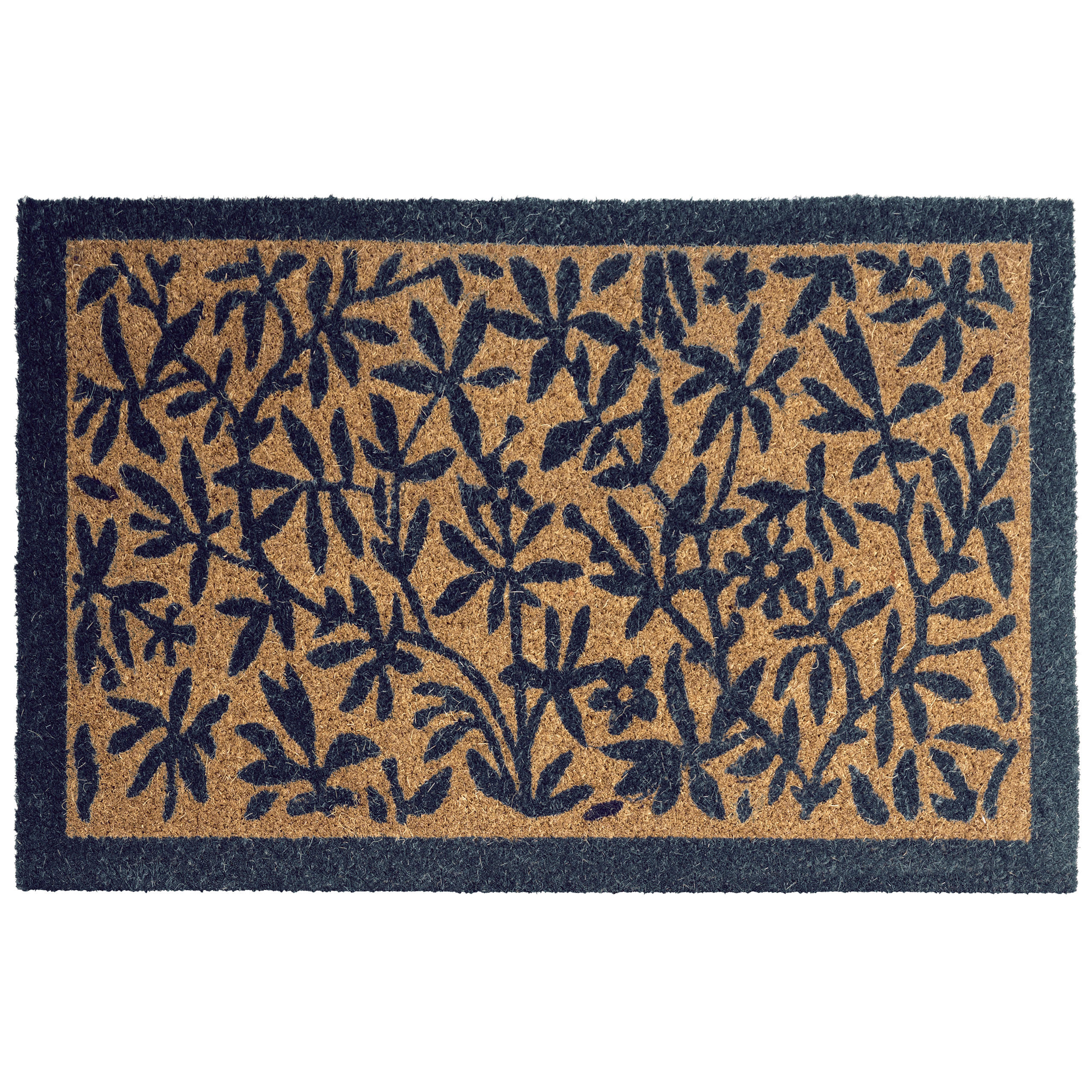 FUSSMATTE Naturfarben 40/60 cm Blatt Kokosfasern Nunivak - Hellblau, Textil (40/60cm) - Beliani