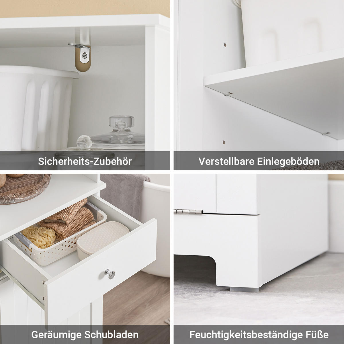 HOCHSCHRANK mit Wäschesack 40x38x180cm - Weiß, Holzwerkstoff (40/180/38cm) - SoBuy