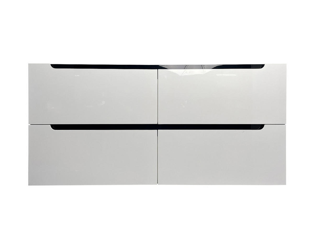 DOPPELWASCHTISCH - 120 cm x 46 cm - Holz, Platte, Keramik - Weiß - SELITA - Weiß, Keramik/Holz (120/57/46cm) - Vente-Unique