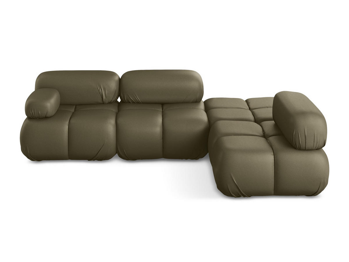 ECKSOFA Rechts Kunstleder Grün - Schwarz/Olivgrün, Leder/Kunststoff (285/190cm) - Makamii