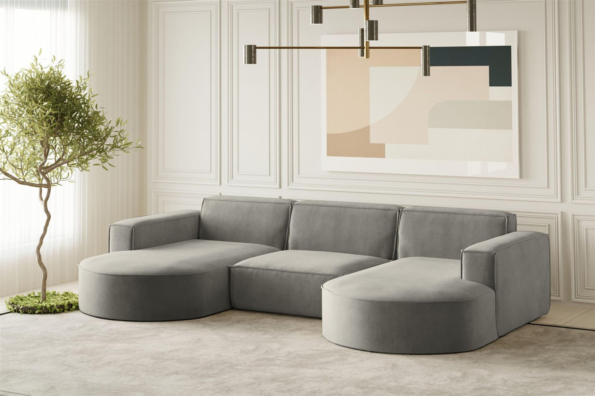 WOHNLANDSCHAFT Palma In Noel - Grau, Holzwerkstoff/Textil (299/78/165cm) - Fun Möbel