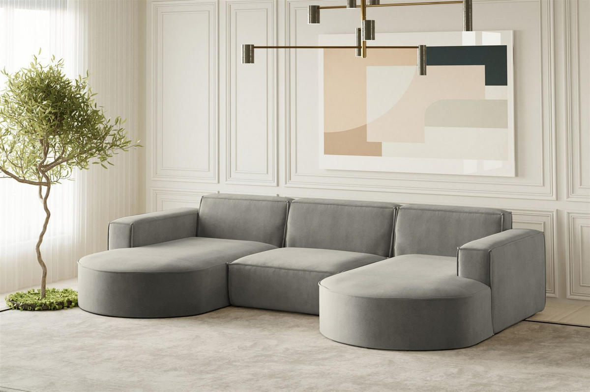 WOHNLANDSCHAFT Palma In Noel - Grau, Holzwerkstoff/Textil (299/78/165cm) - Fun Möbel