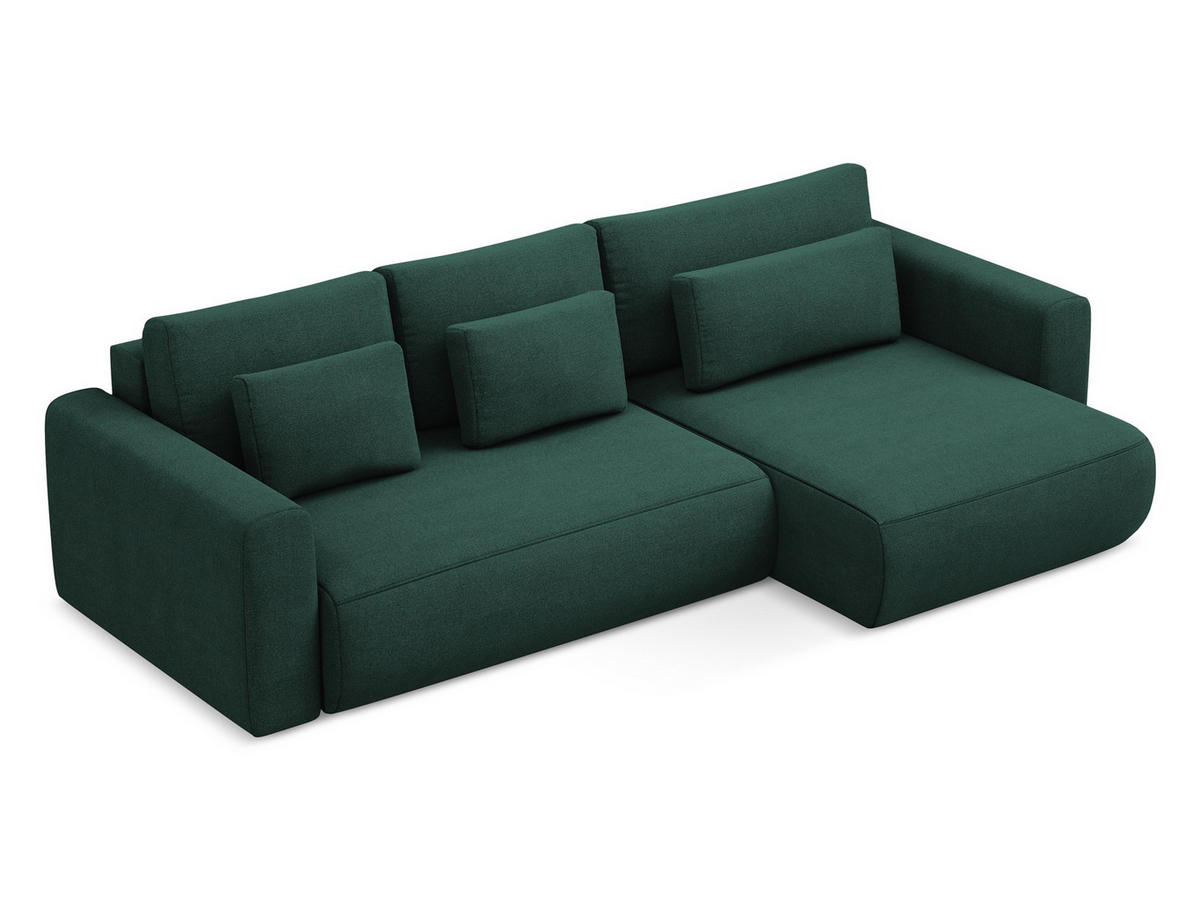 ECKSOFA mit Schlaffunktion Strukturstoff Stoff Grün - Dunkelgrün/Schwarz, Kunststoff/Textil (278/149cm) - Makamii