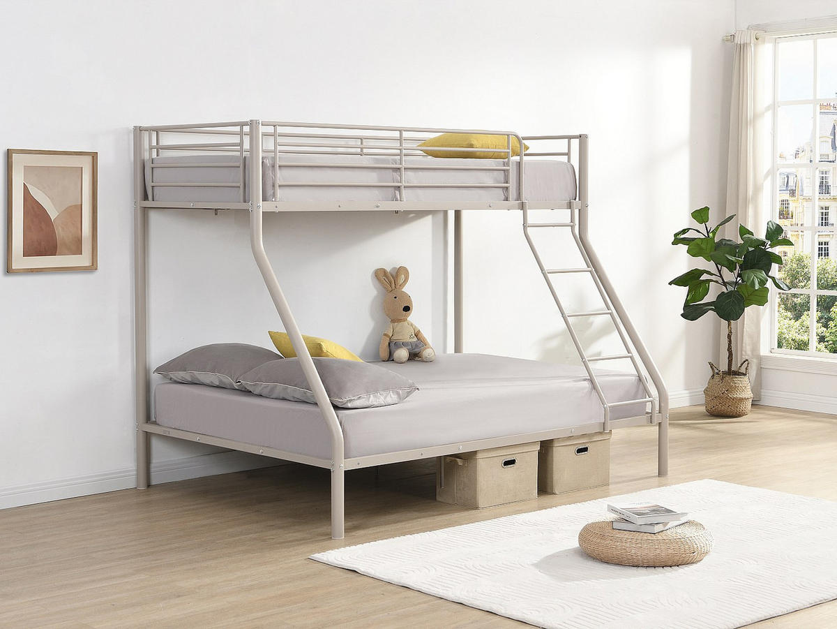 ETAGENBETT - 3 Personen - Metall - Beige - - Beige, Metall (90/190cm) - Vente-Unique