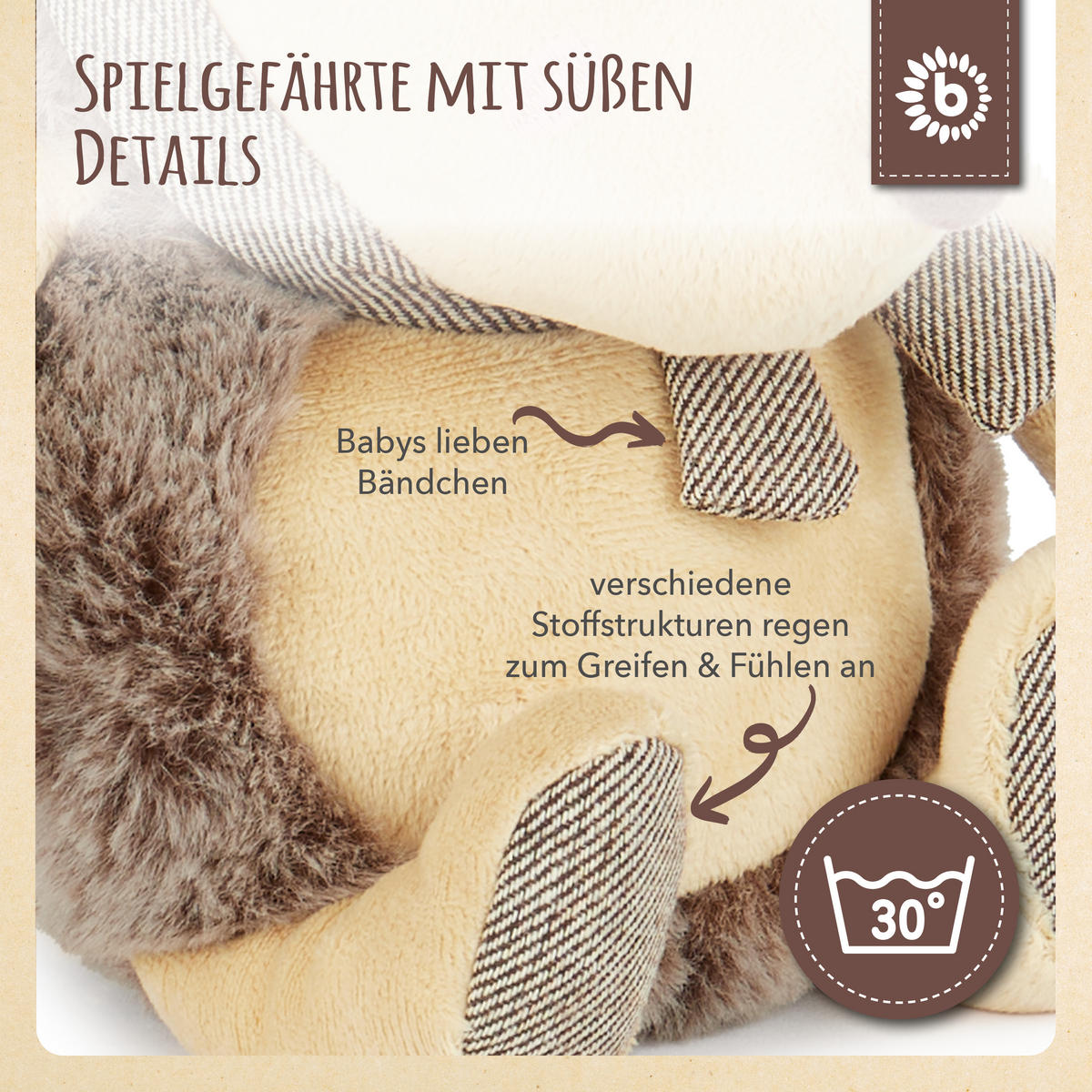 PLÜSCH Igel Spieltier 22 cm - ab Geburt - Braun, Textil (15/22cm) - Bieco Spielwaren