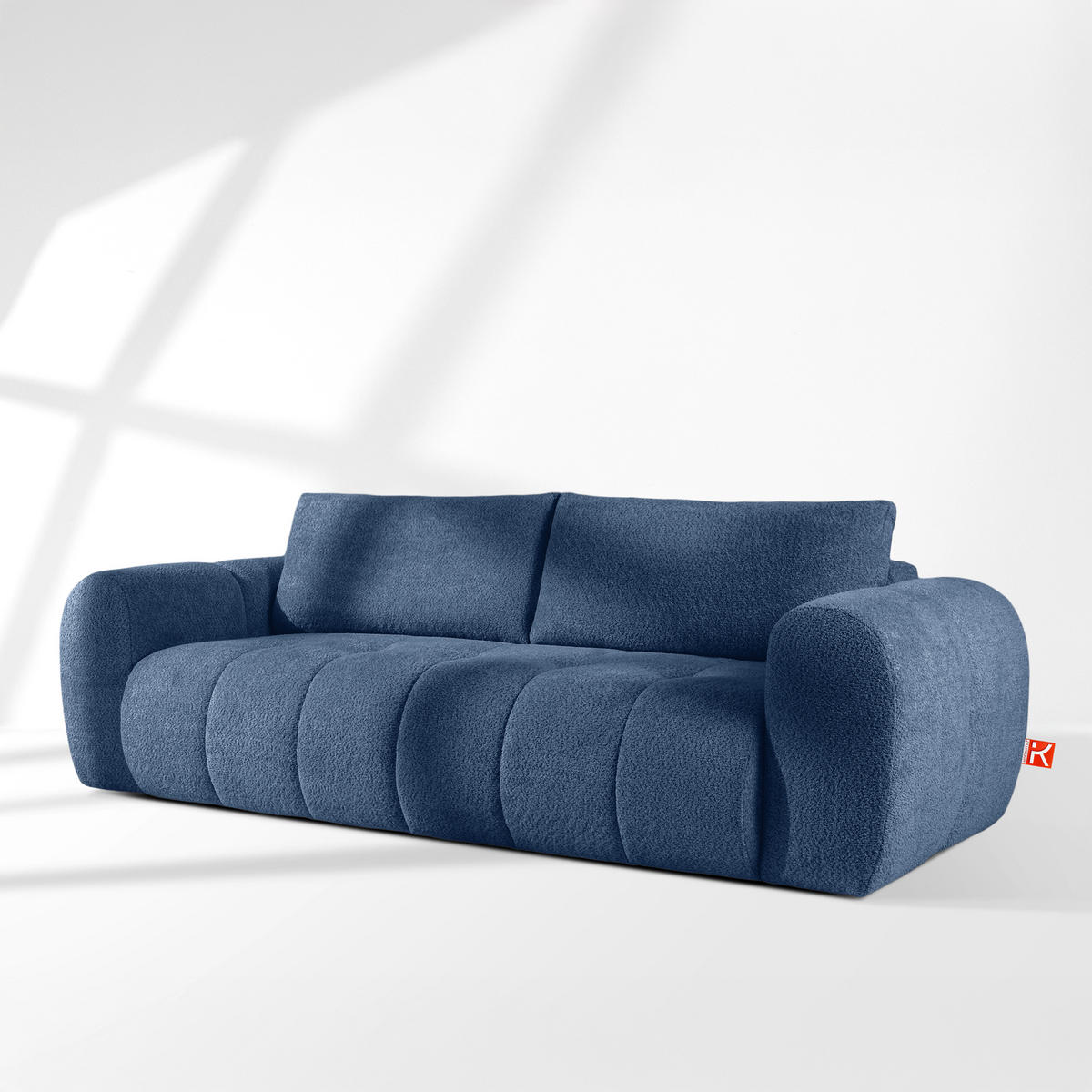EINZELSOFA LIRA, Dunkelblau, Bouclé - Dunkelblau, Holz/Holzwerkstoff (256/84/112cm) - KONSIMO®