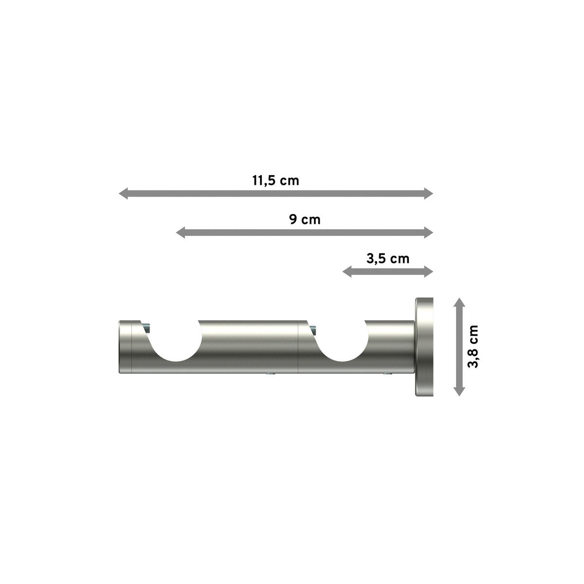 TRÄGER FÜR GARDINENSTANGEN 20 mm Ø, Perfecta 2-läufig, Edelstahl - Edelstahlfarben, Metall (11.7/3.8/3.8cm) - INTERDECO