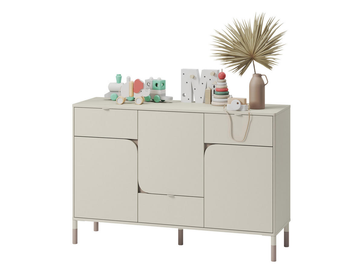 KINDERKOMMODE Harmony 3D3S HR06 - Kaschmir/Trüffeleichefarben, Holzwerkstoff/Kunststoff (130/87/40cm) - MIRJAN24