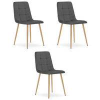 ESSZIMMERSTUHL 3-er Set PYRA dunkelgrauer Sitz, Beine in Holzfarbe - Dunkelgrau/Eichefarben, Textil (45/87/50.5cm) - Valora