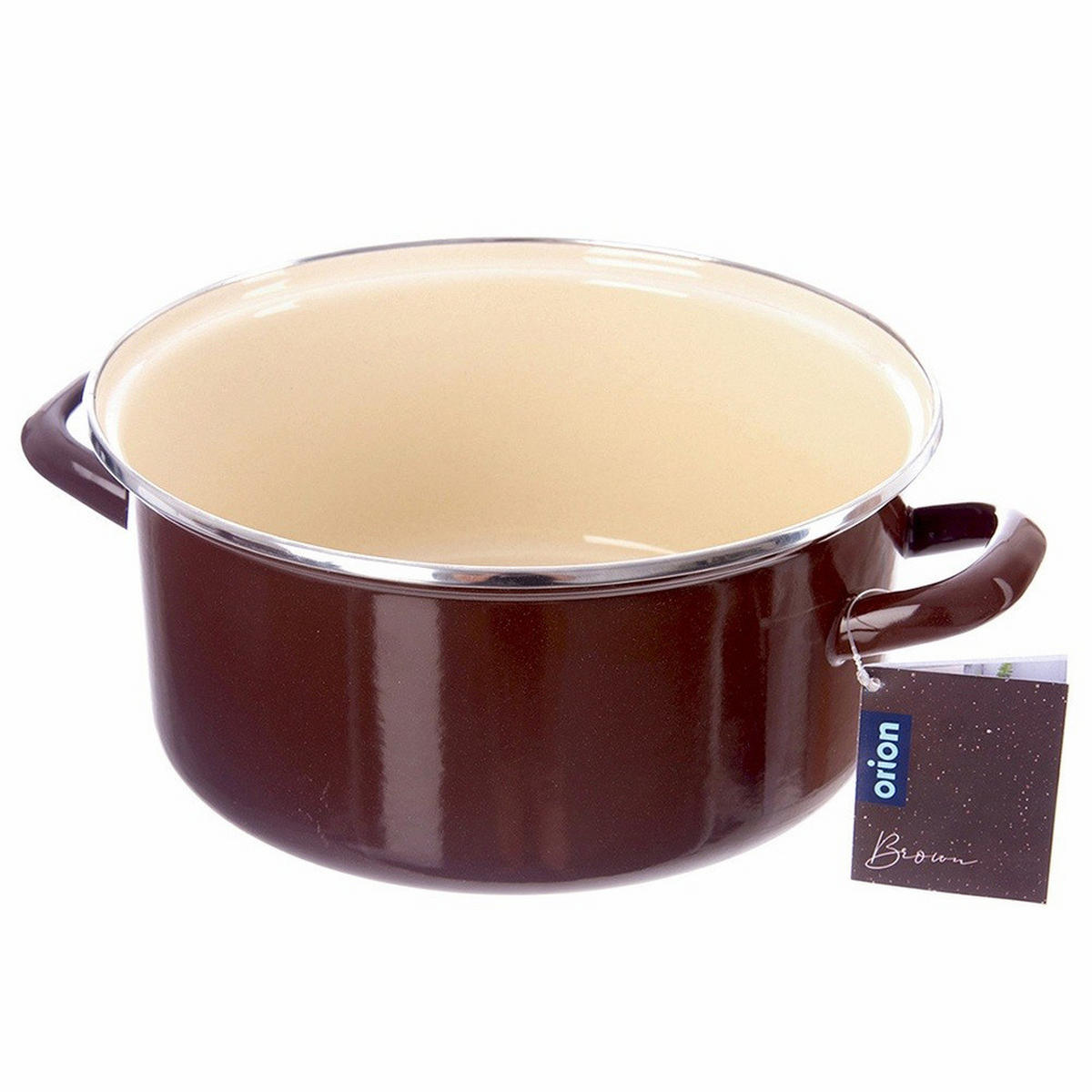 EMAILLIERTOPF Brown mit Griffen braun - Braun, Metall (26cm) - Orion 