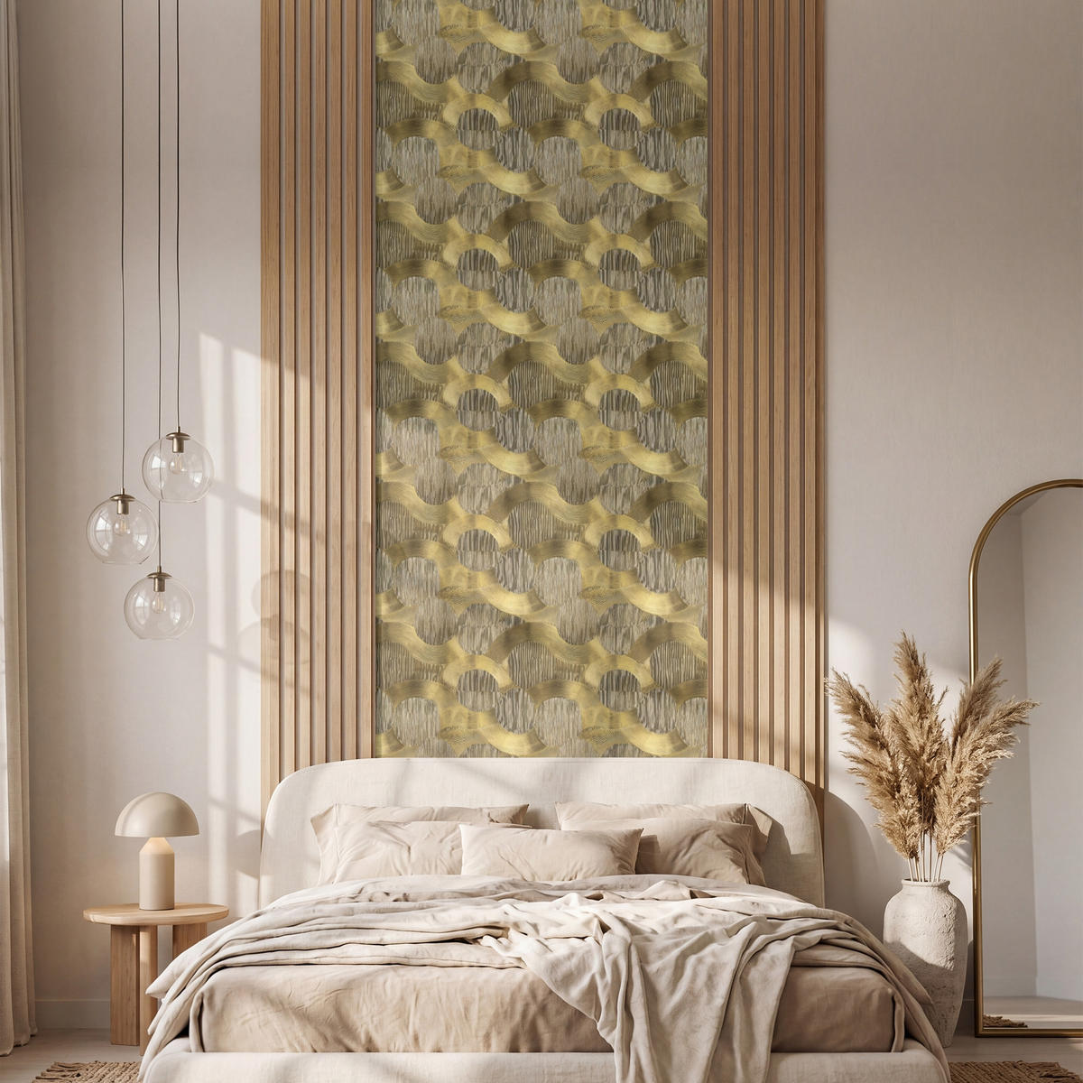 TAPETE - Modern - Geometrisch - Gold - 100x280 cm - Goldfarben, Papier (100/280cm) - OnlyWow