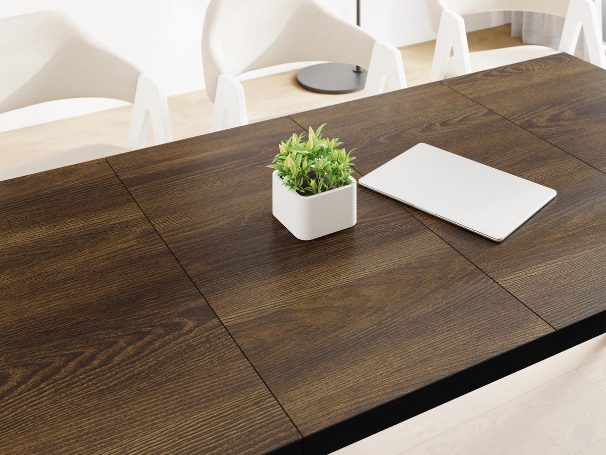 ESSTISCH Quadro quadratischer ausziehbarer, Arvadonna Chestnut 100-200/100/76 cm - Kastanienfarben/Schwarz, Holz/Holzwerkstoff (100/100/76cm) - WFL GROUP