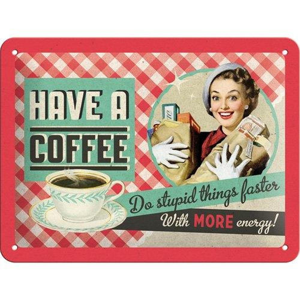 BLECHSCHILD 15/20 cm Say it 50's Have A Coffee 15/20 cm - Multicolor, Metall (20/15/0.5cm) - Nostalgic-Art