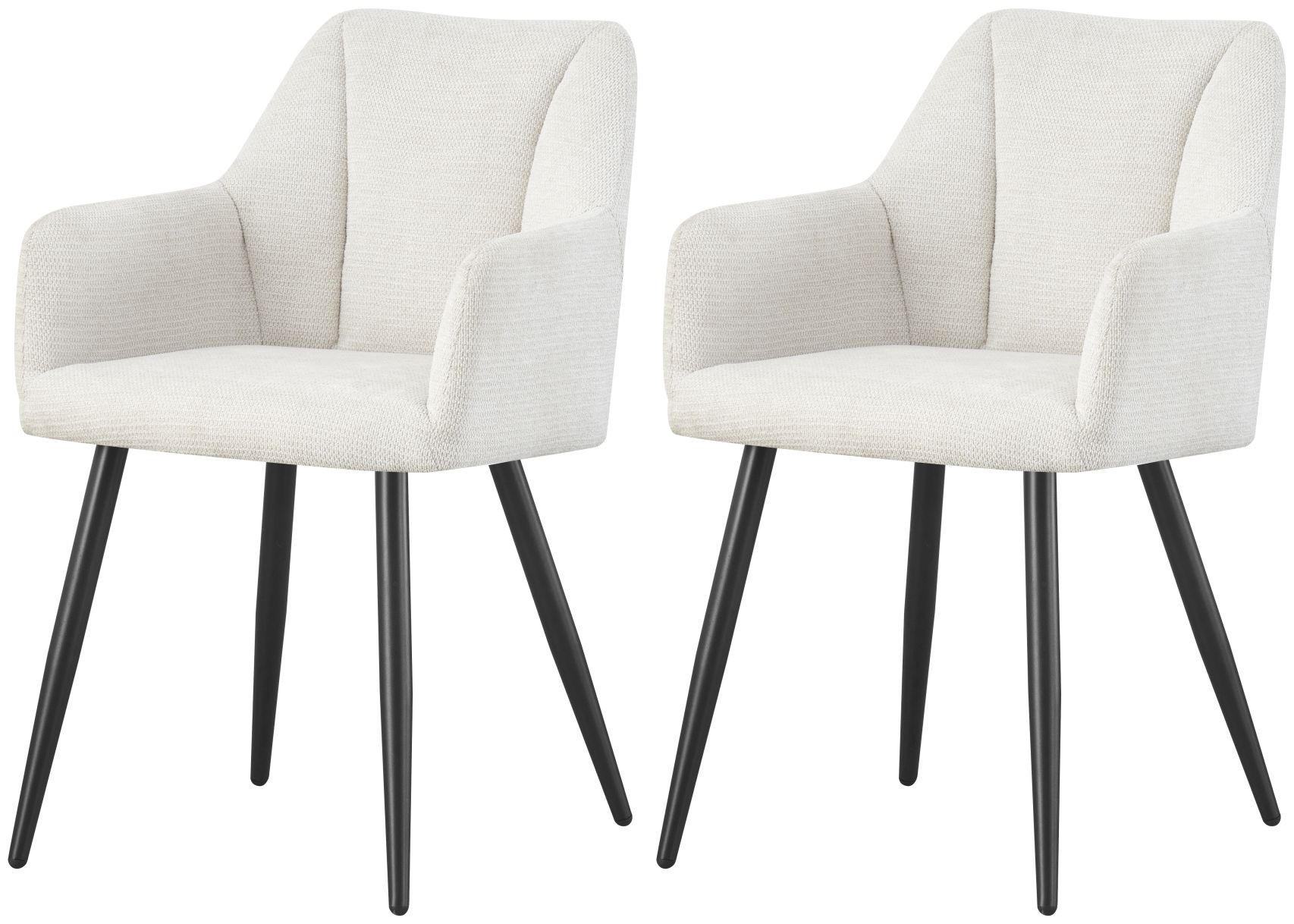 ARMLEHNENSTUHL Bella creme 2er Set - Creme/Schwarz, Textil/Metall (55/82/62cm) - Xonox