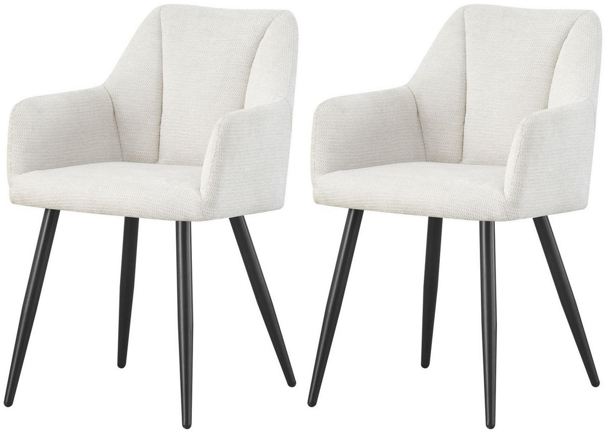 ARMLEHNENSTUHL Bella creme 2er Set - Creme/Schwarz, Textil/Metall (55/82/62cm) - Xonox