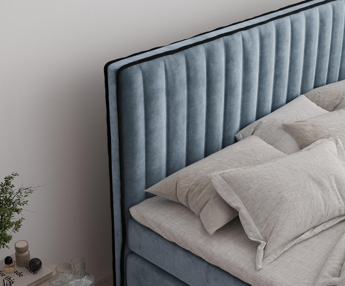 BOXSPRINGBETT Nocturne Blau Grau 200/200 cm - Blaugrau/Schwarz, Holz/Holzwerkstoff (200/200cm) - Maison de Reve