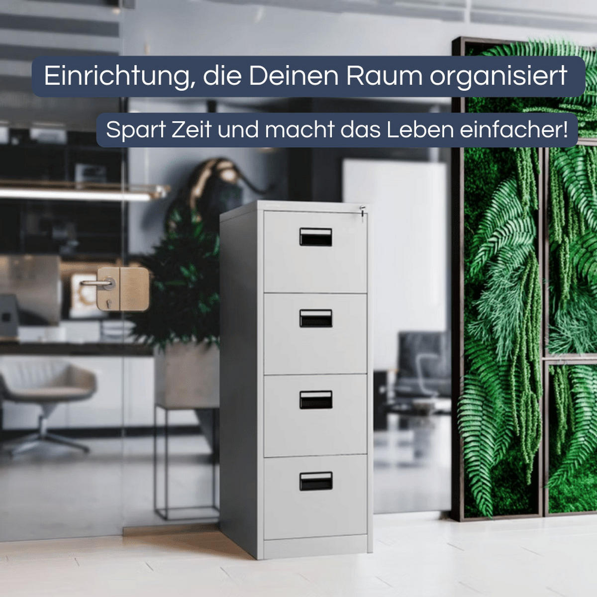 HÄNGEREGISTERSCHRANK abschließbar SARA 4 Schubladen 132x46x62cm Grau - Grau, Metall (46/132/62cm) - Jan Nowak