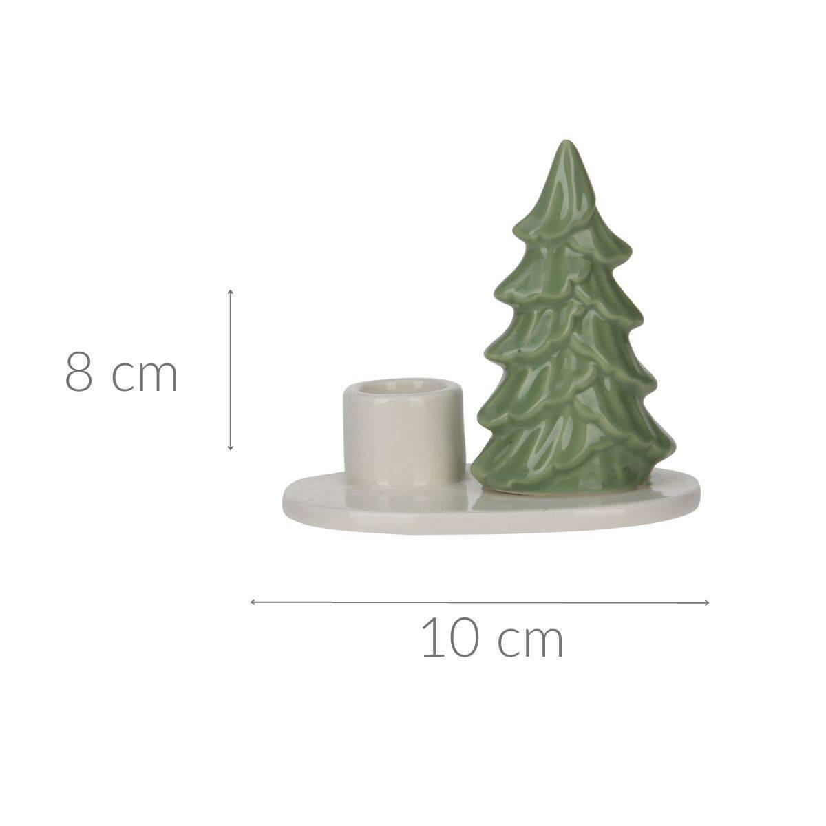 KERZENSTÄNDER Weihnachtsbaum 8 cm - Hellgrün, Keramik (10.4/8.8/6.6cm) - Home Styling Collection