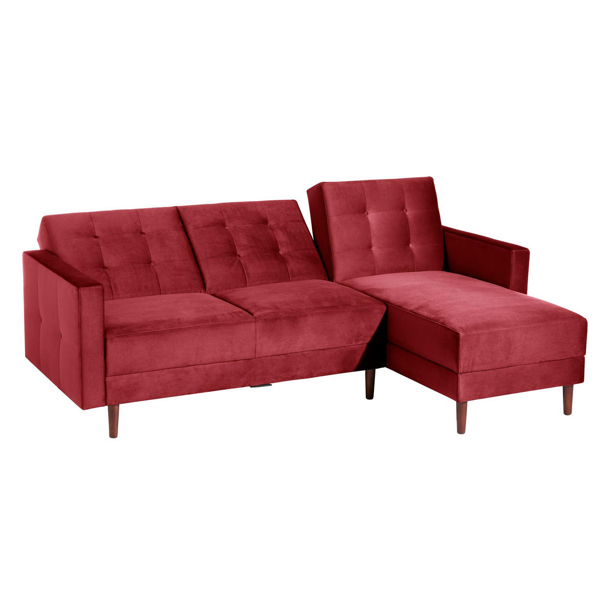 FUNKTIONSSOFA mit Hocker Katunia Samtvelours rot - Rot, Kunststoff (222/92/144cm) - 58aufmkessel