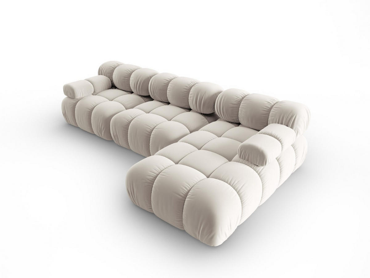MODULARES-ECKSOFA rechts Bellis aus Samt leichtes beige 4 Sitzplätze - Creme, Textil (122/285cm) - Micadoni