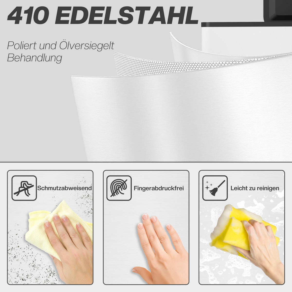 MÜLLEIMER Edelstahl Kunststoff Weiß - Weiß, Metall (37.2/57/21.5cm) - HOMCOM