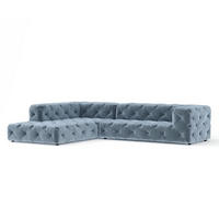 ECKSOFA Cosimo Blau Grau Samtstoff - Blaugrau/Schwarz, Holz/Holzwerkstoff (325/228cm) - Maison de Reve
