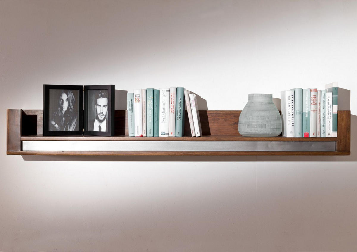WANDBOARD Sheesham 150x22x20 noble unique lackiert SYDNEY #109 - Braun, Holz (150/20/22cm) - Massivmoebel24