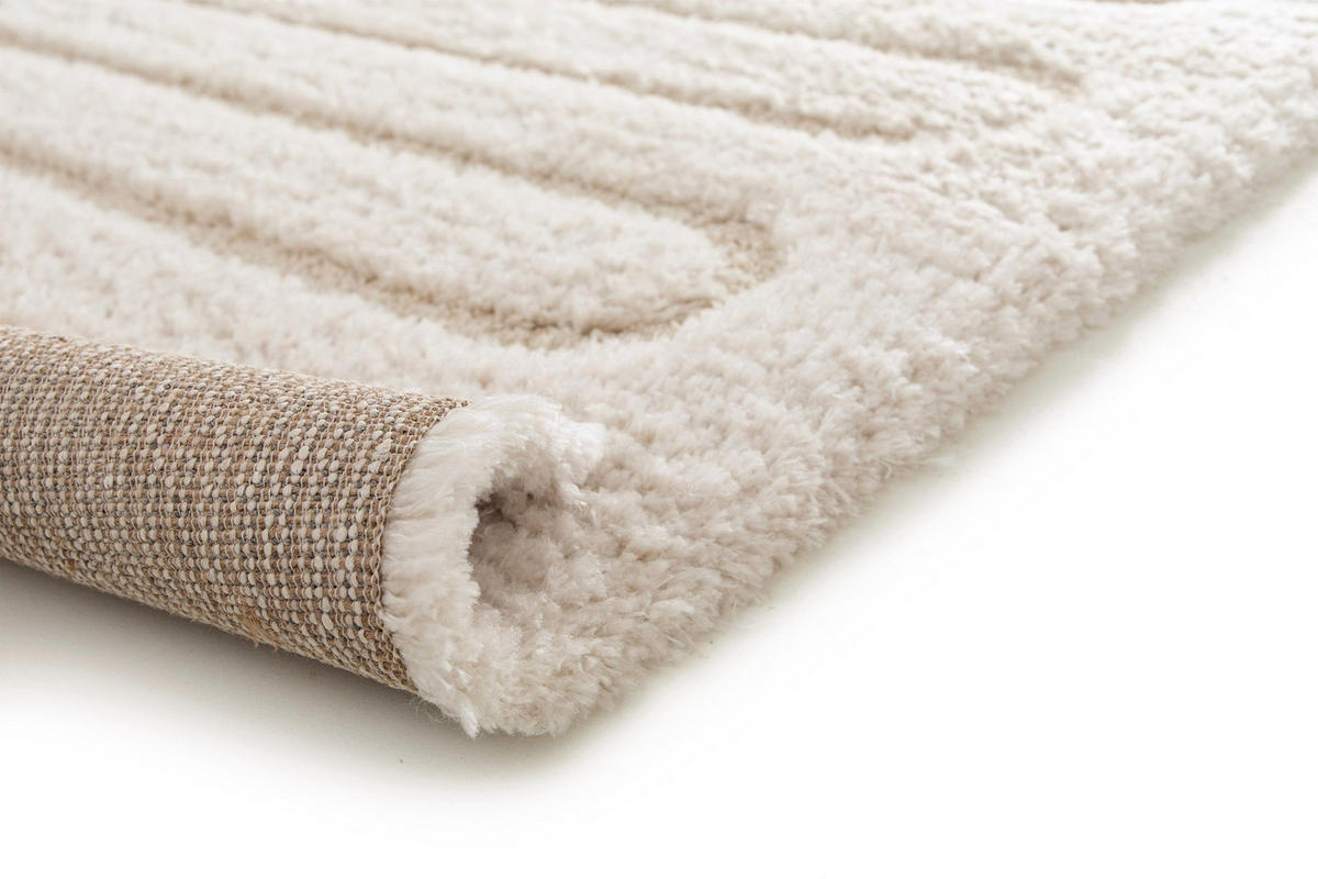 TEPPICH weich mit Relief aus recyceltem Polyester weiss - Weiß, Textil (120/170cm) - AFK Living