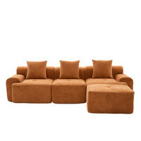 ECKSOFA 268/102/78 cm ohne Montage, modular mit Memory-Schaum und Kordstoffbezug, Orange - Orange, Textil (97/100cm) - Redom