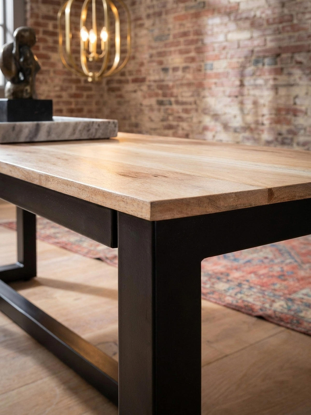 ESSZIMMERBANK Massivholz Metall Loft-Stil ohne Lehne, Akazie 160x40x45 cm - Schwarz/Braun, Holz/Metall (160/45/40cm) - KADIMA DESIGN