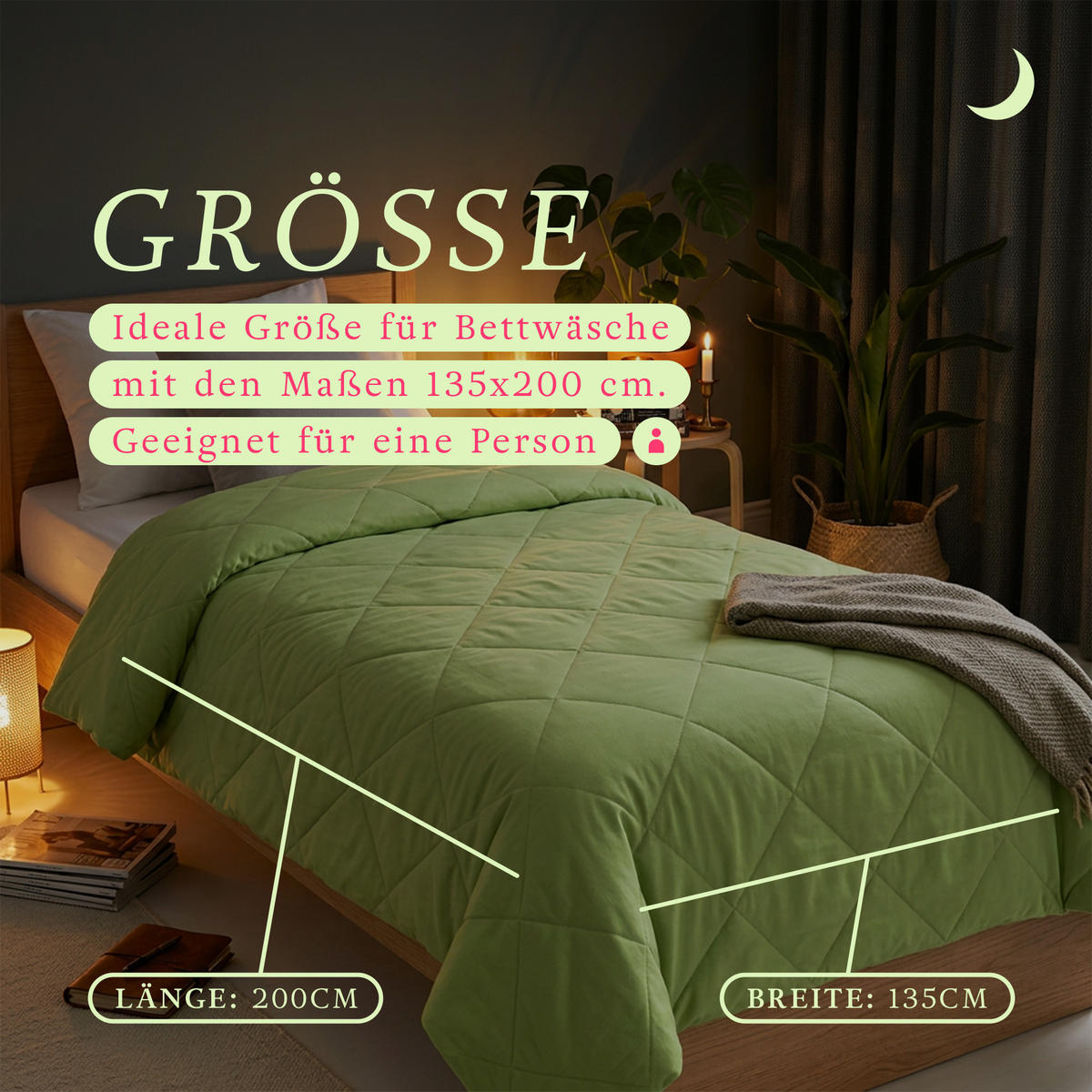 SOMMERBETT Steppbett leicht Apfelgrün 135x200 cm - Grün, Textil (135/200cm) - Bestlivings