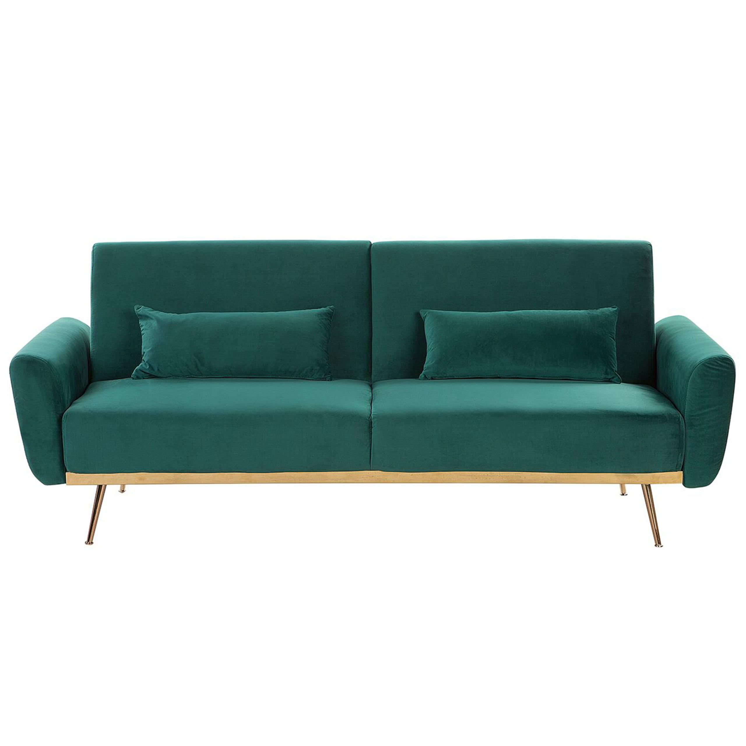 3-SITZER-SCHLAFSOFA Samtstoff Grün Eina - Hellgrün, Textil (210/86/81cm) - Beliani