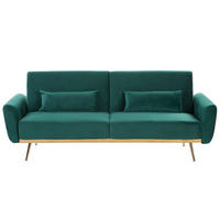 3-SITZER-SCHLAFSOFA Samtstoff Grün Eina - Hellgrün, Textil (210/86/81cm) - Beliani