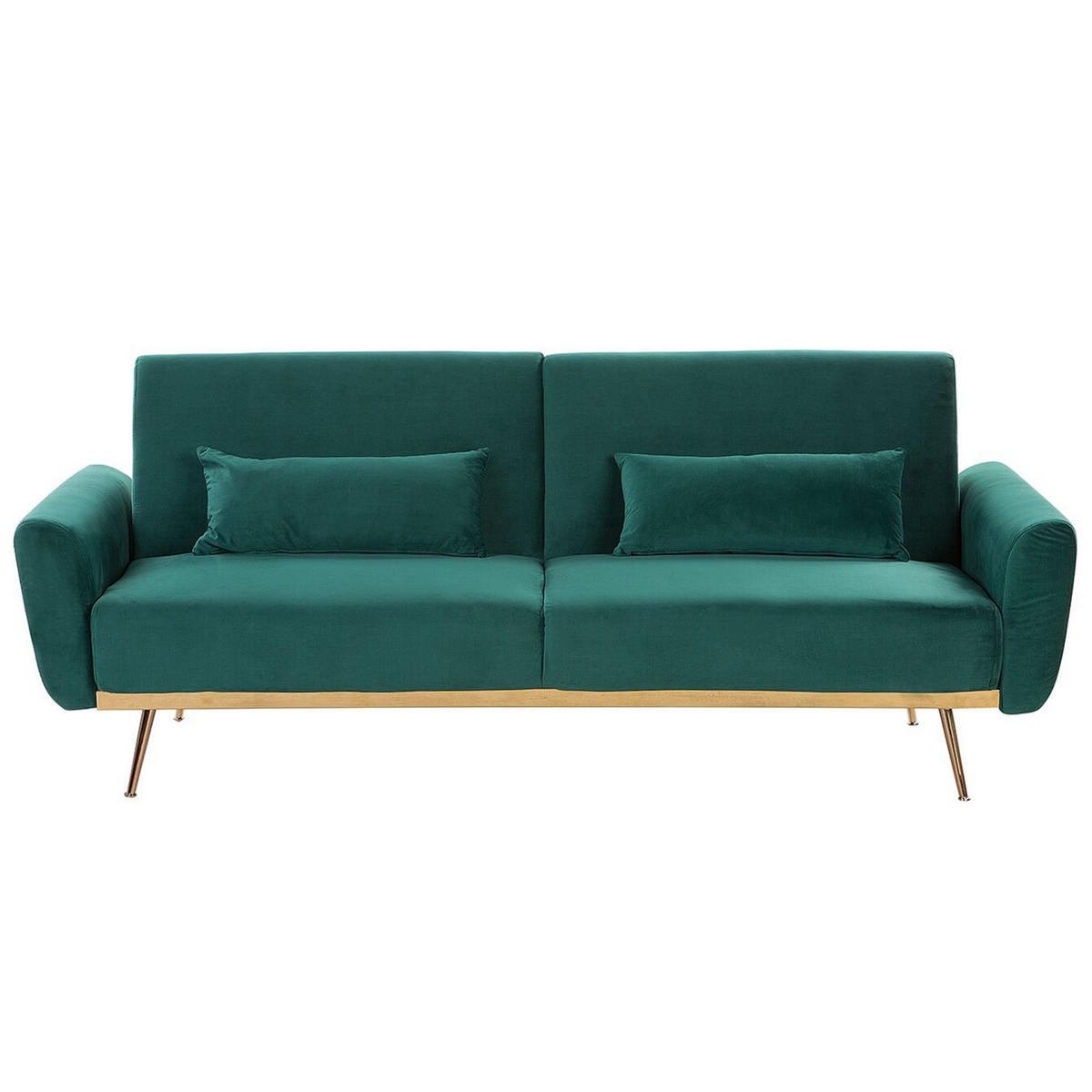3-SITZER-SCHLAFSOFA Samtstoff Grün Eina - Hellgrün, Textil (210/86/81cm) - Beliani