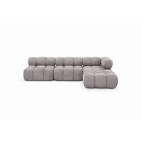 ECKSOFA L-Form Modulare, Veloursstoff Salvador, Grau, Rechts, Selia - Grau, Holz (285/160cm) - Kaiser Möbel