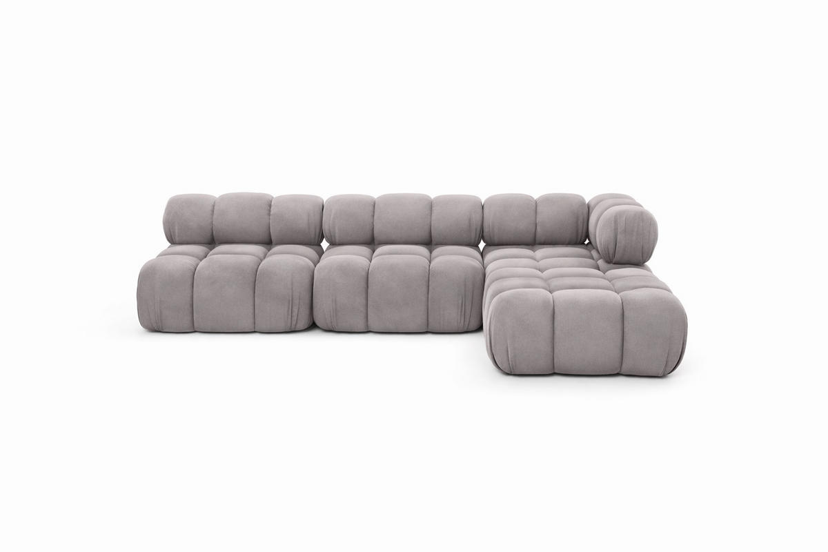 ECKSOFA L-Form Modulare, Veloursstoff Salvador, Grau, Rechts, Selia - Grau, Holz (285/160cm) - Kaiser Möbel