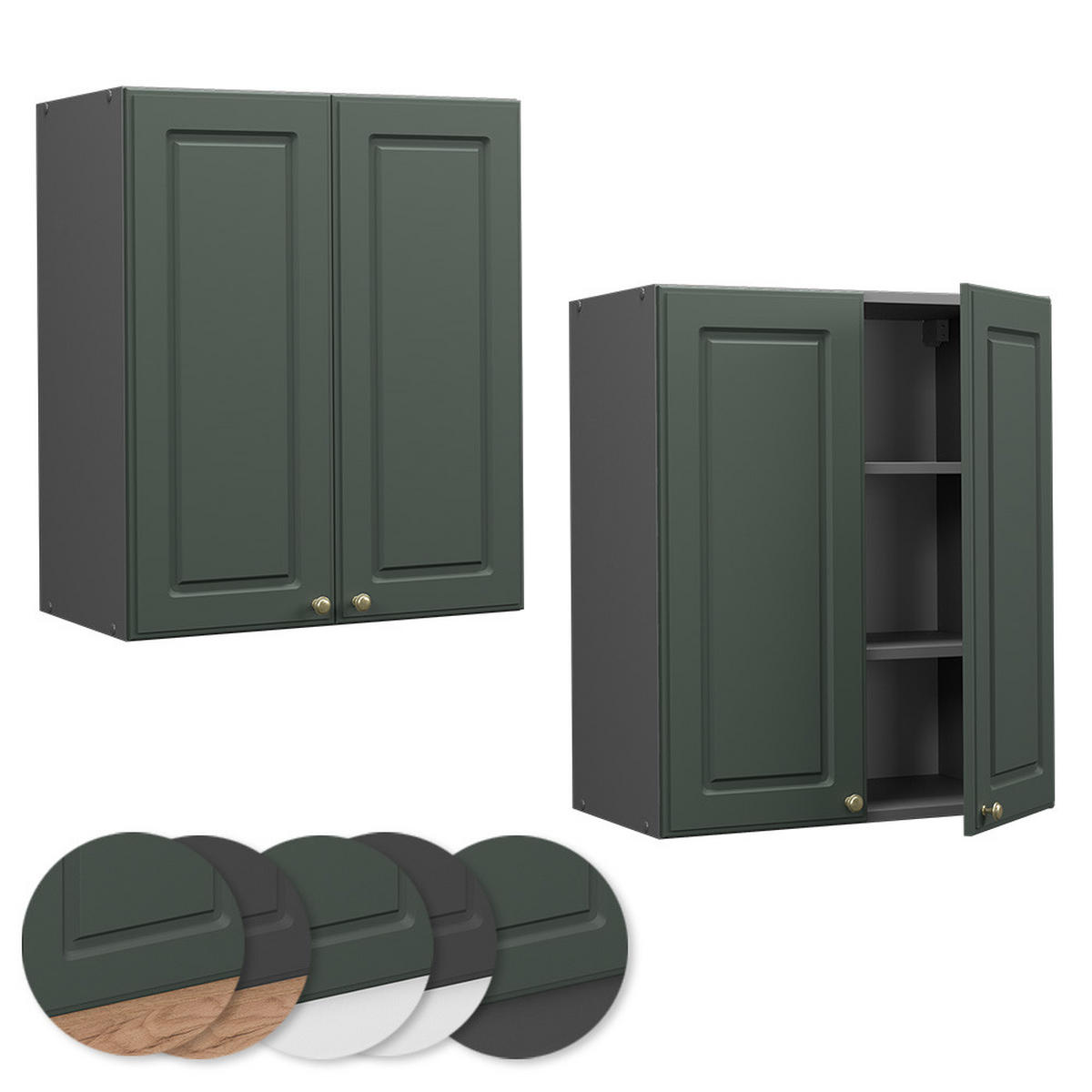 HÄNGESCHRANK Fame-Line Grün-Gold Landhaus 60 cm - Anthrazit/Grün, Holzwerkstoff (60/72/34.1cm) - Vicco