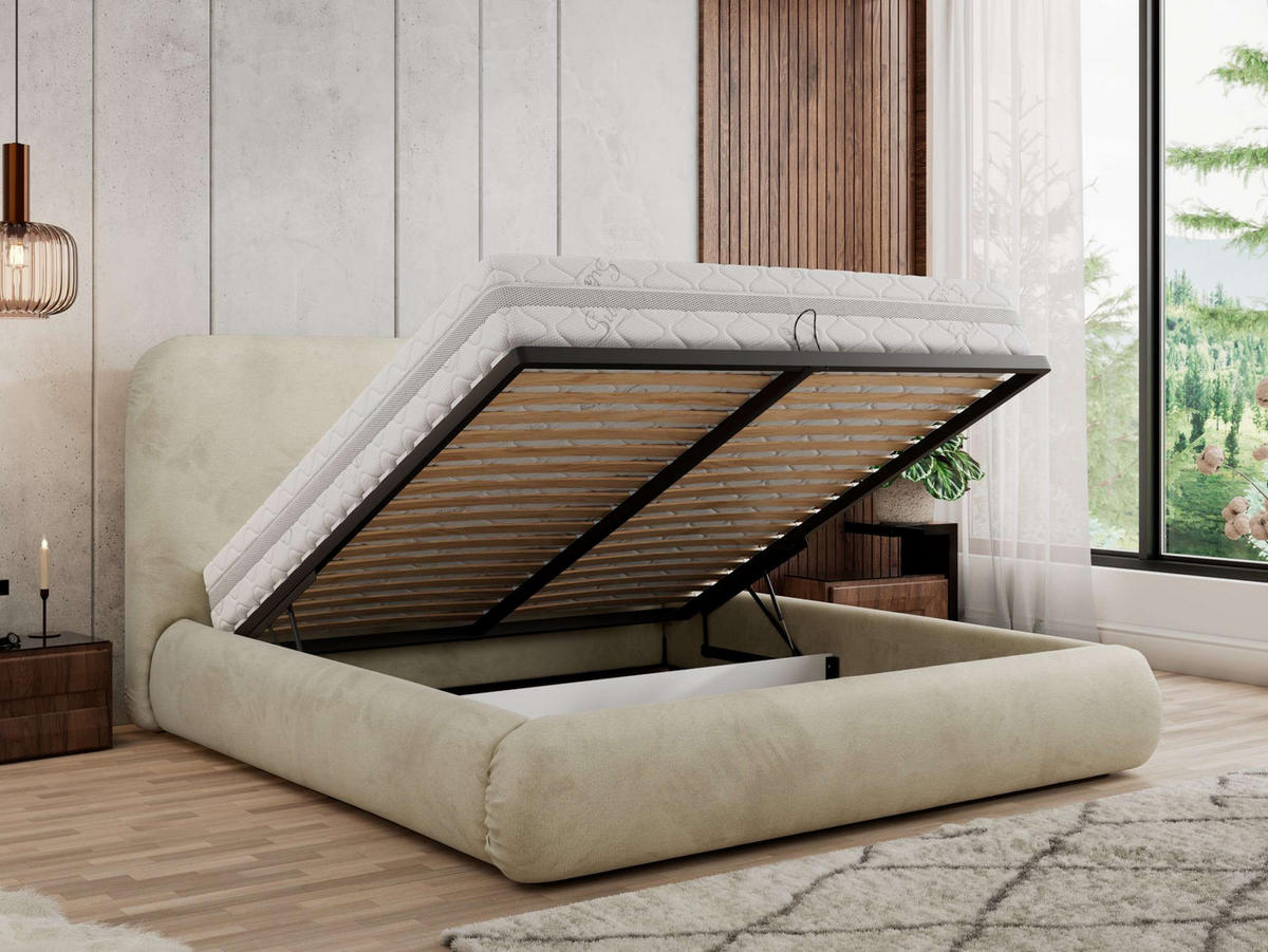 POLSTERBETT BENEA CLASSIC 200/200 - Beige Velvet - Pocket-Matratze - Beige, Textil (200/200cm) - MKS