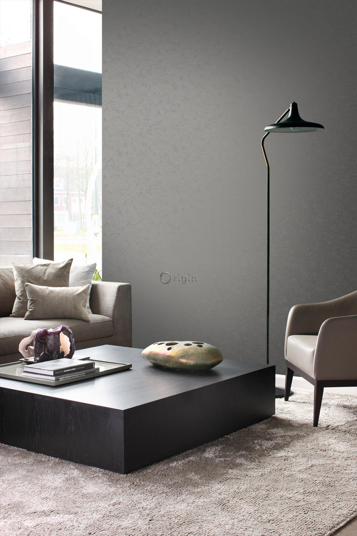 TAPETE Uni 53 cm x 10.05 m - Grau, Papier (53/1000cm) - Origin Wallcoverings