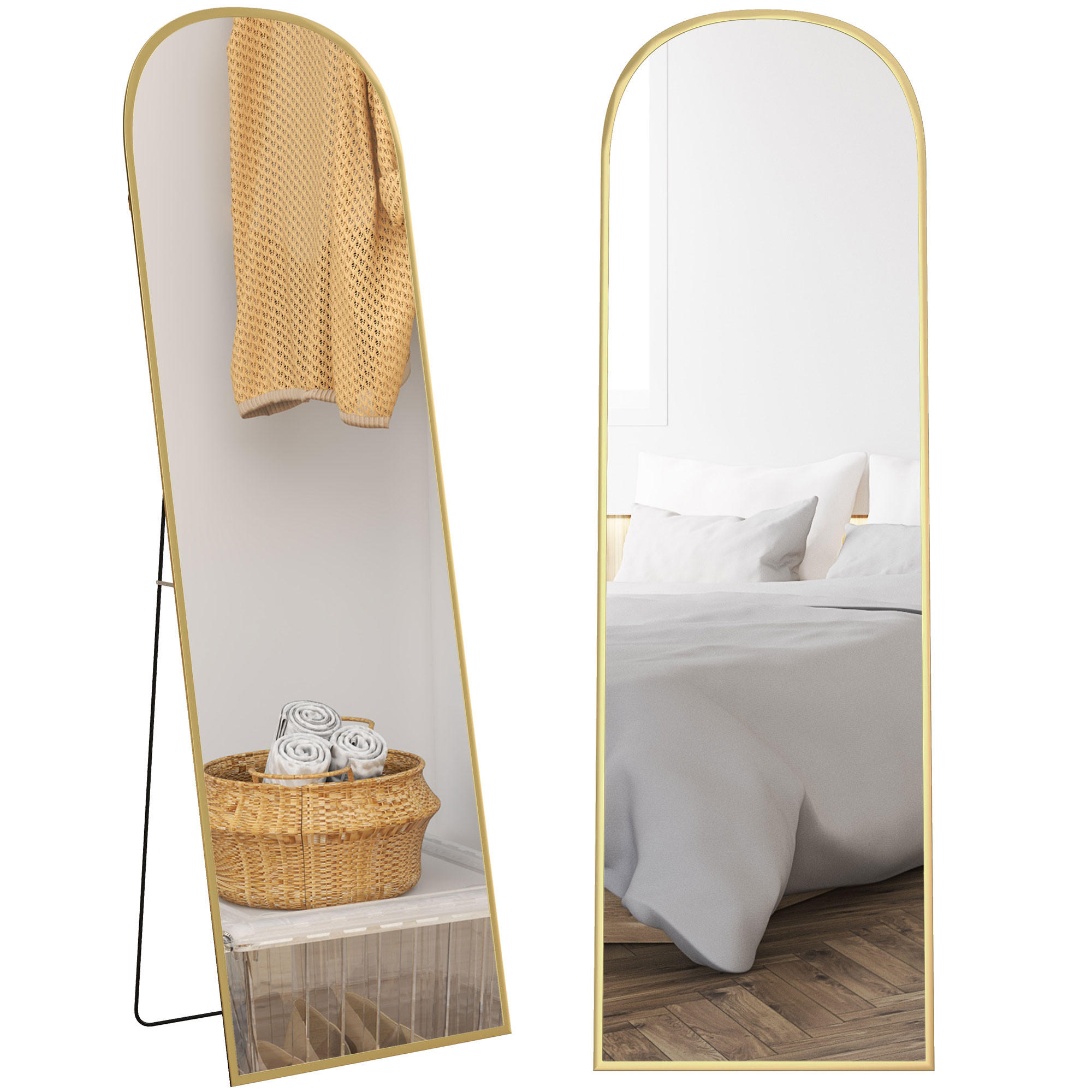 STANDSPIEGEL DE-17928 ovale Form mit goldenem Rahmen Gold - Goldfarben, Metall (50/161.5/1.5cm) - ComfortXL