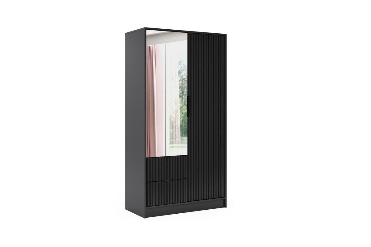 KLEIDERSCHRANK NOA - 120 cm - Schwarz - Schwarz, Holzwerkstoff (102/200/51cm) - ALTDECOR