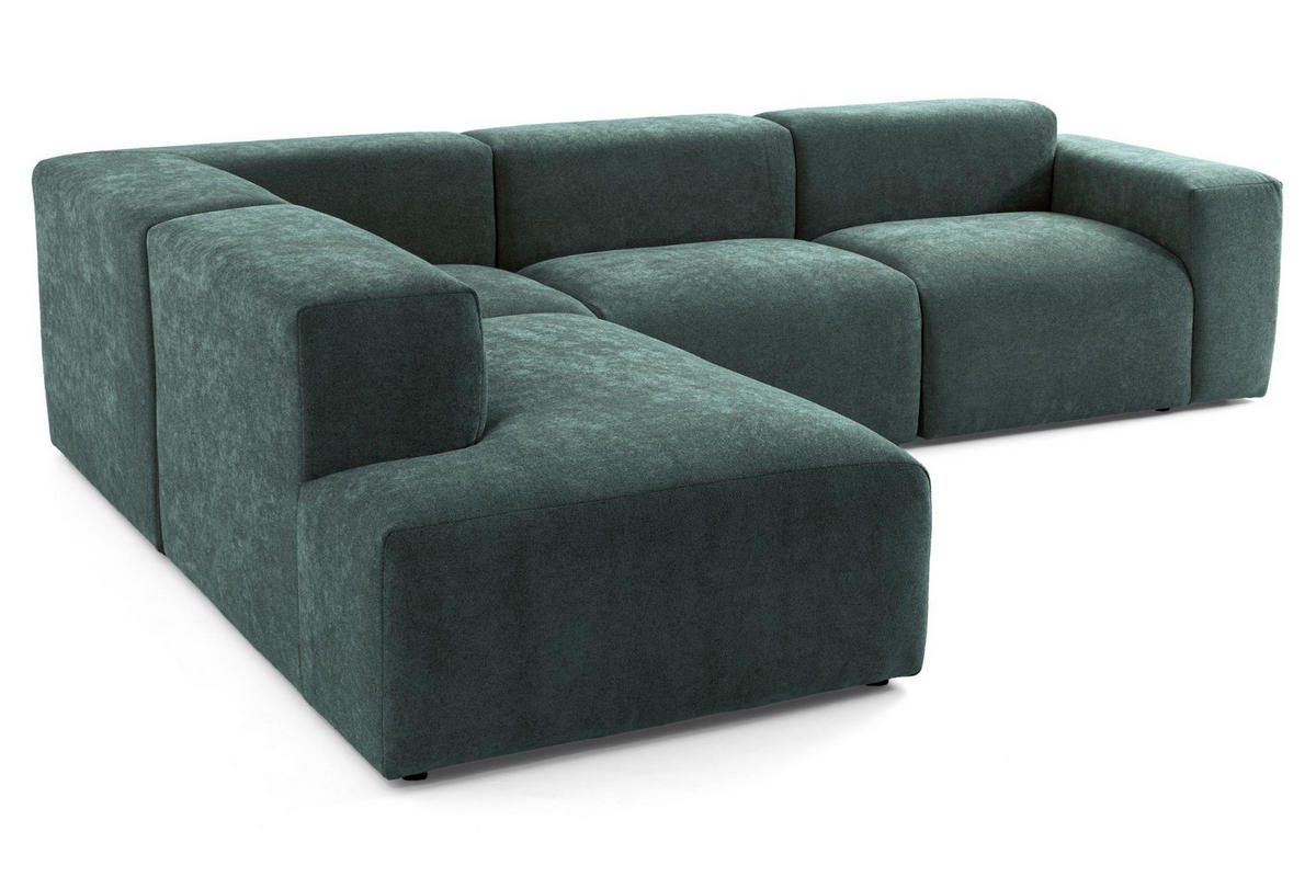 4-SITZER modulares Ecksofa HEAVEN SET 2 Links, Breite 300 cm Webstoff Dunkelgrün - Dunkelgrün/Schwarz, Holz/Kunststoff (300/245cm) - Muffo