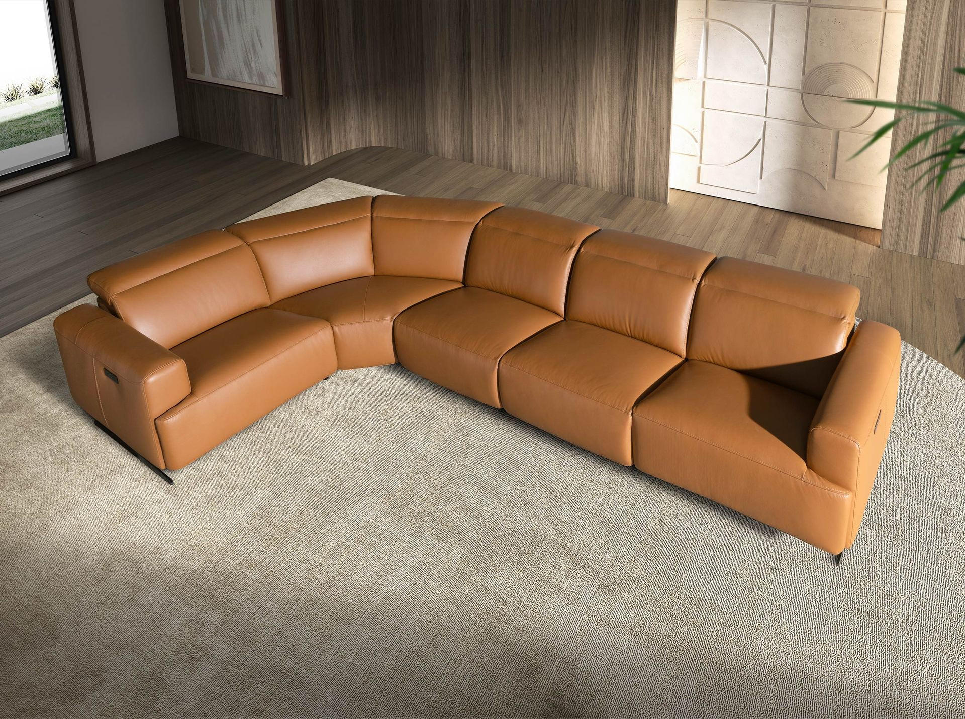 ECKSOFA Ecke Braun Schwarz 310/310/97 cm. - Braun, Leder/Metall (310/310cm) - ANGEL CERDA