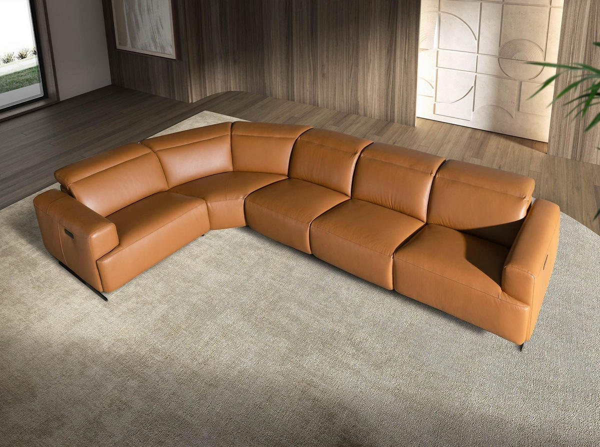 ECKSOFA Ecke Braun Schwarz 310/310/97 cm. - Braun, Leder/Metall (310/310cm) - ANGEL CERDA