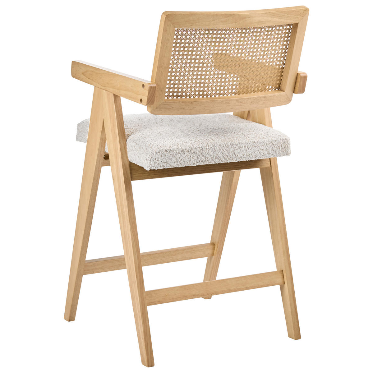 BARSTUHL 2er-Set Holz Hellbraun/Beige Ava - Hellbraun, Holz (55/102/65cm) - Beliani