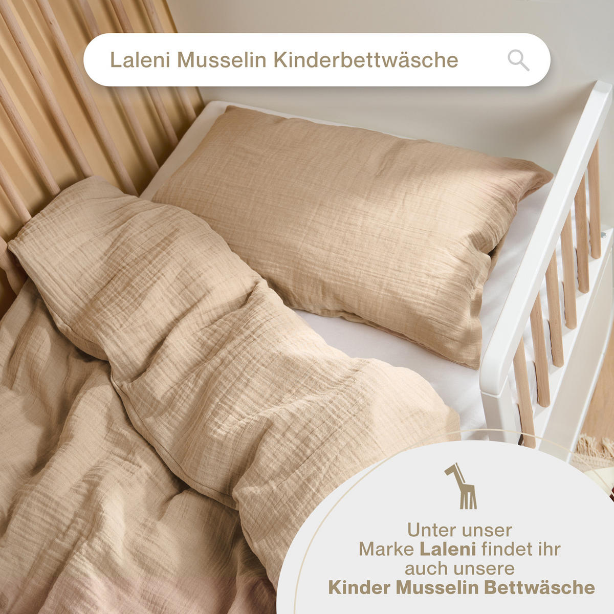BETTWÄSCHE Musselin, 100% Baumwolle, 200/200 cm & 2x 80/80 cm - Taupe, Textil (200/200cm) - Blumtal